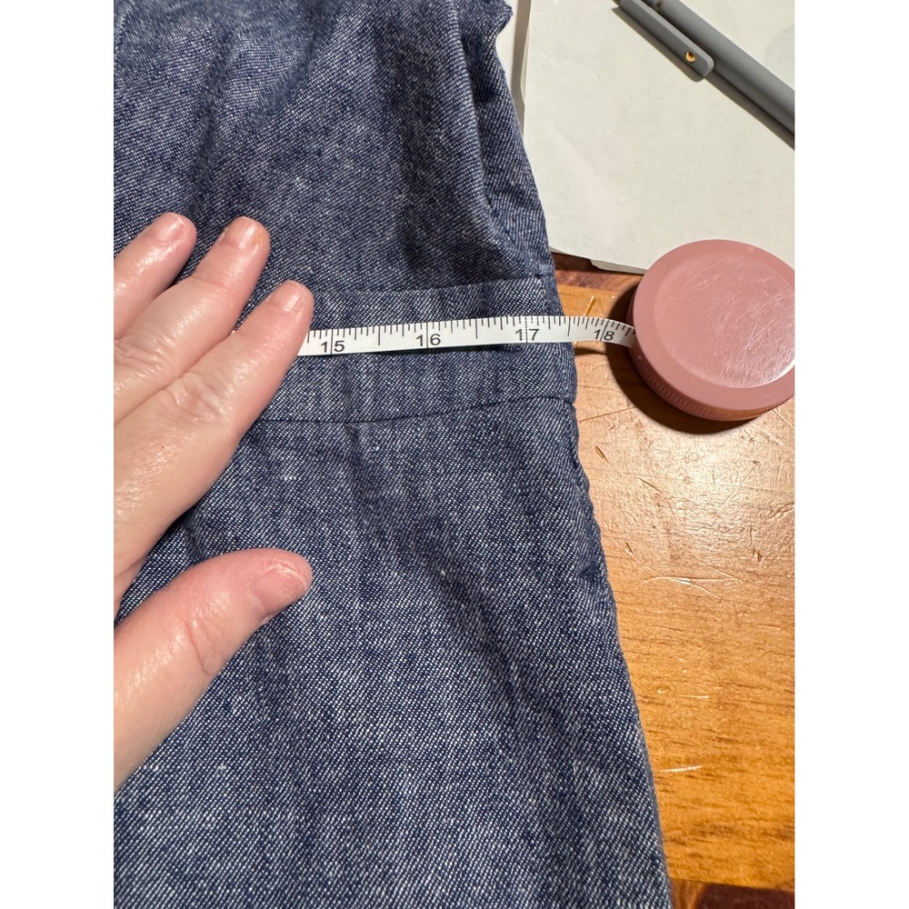 Banana Republic Blue Linen Blend Wide Leg Cropped Jumpsuit Size 12 Sleeveless - Picture 8 of 9